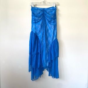 Urban Outfitters UP CJ Lace Ruffle Midi Skirt in Blue Size XS NWT